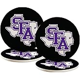 Desert Cactus Stephen F. Austin State University Circle Ceramic Coasters 4 Pack Lumberjacks SFA Absorbent Drink Coasters with Cork Backing (Design A)
