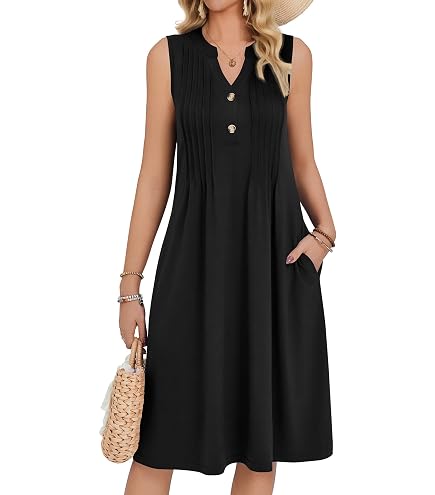 Zeagoo Plus Size Summer Dresses Flowy Aline Midi Dress with Pockets Casual Loose Tshirt Dress Round Dot Floral Sundress with Pockets Sleeveless Tank Dress at Amazon Women's Clothing store