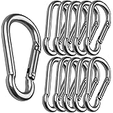 CertBuy 10 Pack 4 Inch Spring Snap Hook Stainless Steel 304 Carabiner Clips Heavy Duty Quick Link Hook for Outdoor Camping Hiking Hammock Swing (M10 x 100 mm)