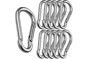 CertBuy 10 Pack 4 Inch Spring Snap Hook Stainless Steel 304 Carabiner Clips Heavy Duty Quick Link Hook for Outdoor Camping Hiking Hammock Swing (M10 x 100 mm)