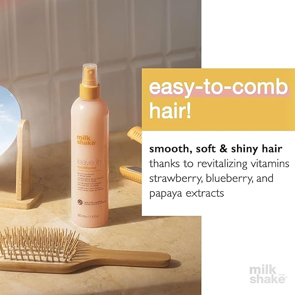 MILK SHAKE LEAVE-IN CONDITIONER SPRAY DETANGLER FOR NATURAL HAIR – PROTECTS COLOR TREATED HAIR AND HYDRATES DRY HAIR FOR SOFT AND SHINY STRAIGHT OR CURLY HAIR, 11.8 FL OZ