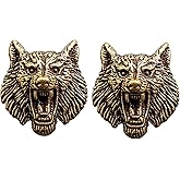 2 Pcs Vintage Brass Engraving Wolf Head Concho ScrewBack Decor Leather Craft DIY Leather Decoration Accessories