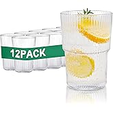HIGIINC Unbreakable Acrylic Glass Drinking Set - 12-17OZ Ribbed Reusable Drinkware, Dishwasher Safe, BPA Free