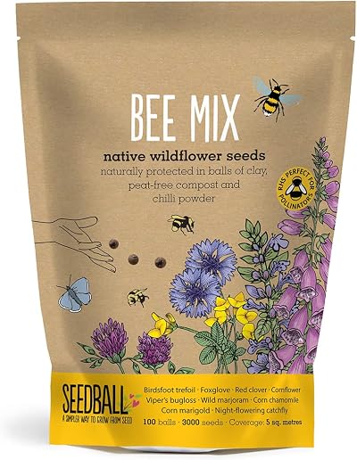 Seedball Bee Mix Seed Bombs 100 Seed Balls Pack Wildflower UK Native