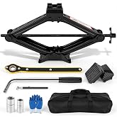 Viibrra 2 Ton Scissor Jack, 4409 Lbs Car Jack Kit with 2 Rubber Pads | 10PCS Small Portable Car Jack Emergency Kit, with Ratchet Wrench, Tire Repair Changing Kit for Vehicles SUV Sedan MPV UTV