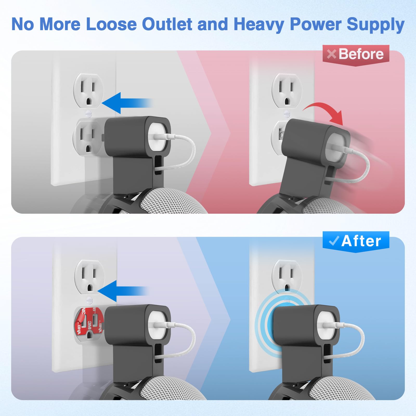 pop-tech Adhesive Stickers for Loose Outlet Plug: 12 Pcs Double Sided Tape Fix Fall Out Wall Socket - 3M Sticky for Smart Home Speaker Mount Holder WiFi Extender Electrical Multi-Outlets Power Adapter