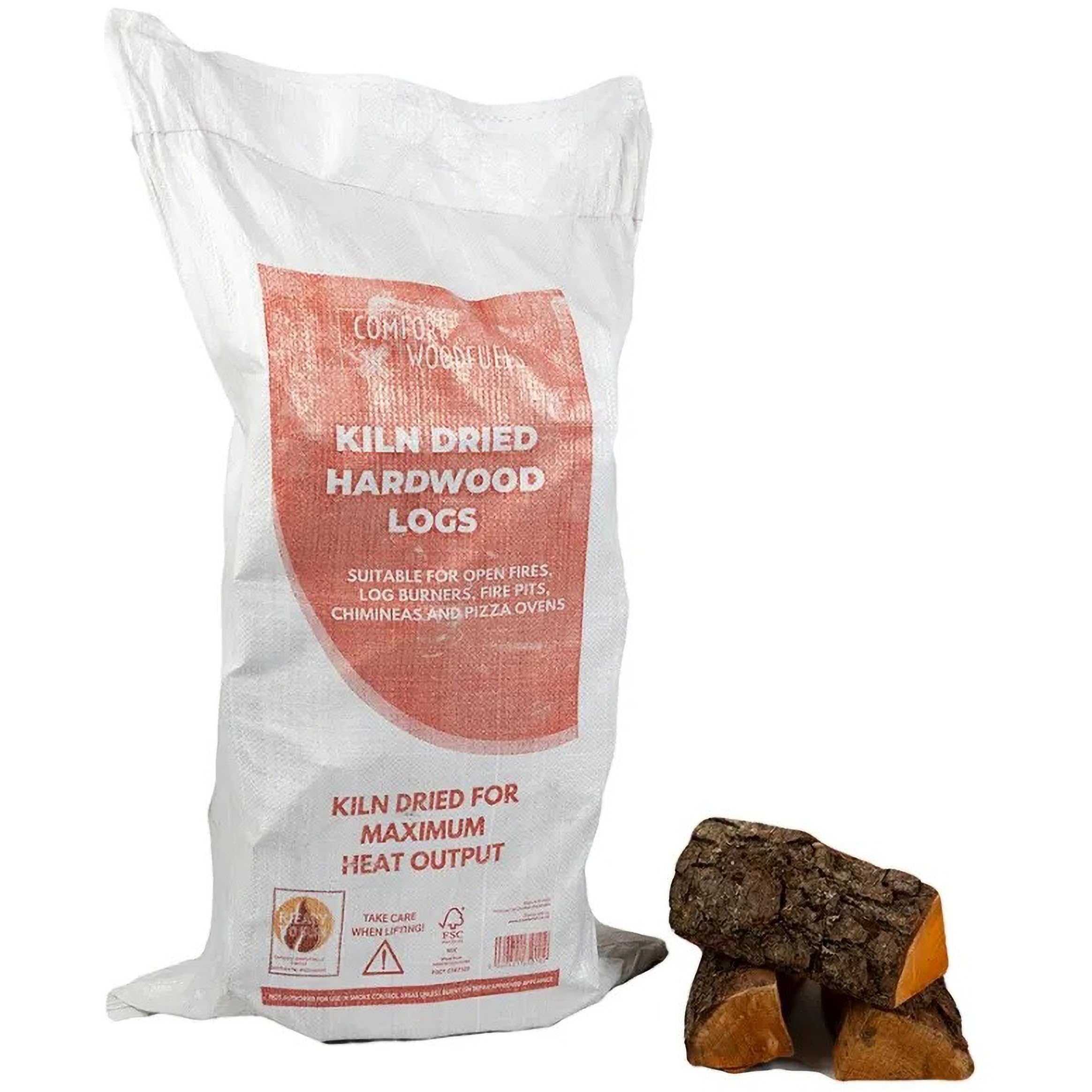Comfort Wood Fuels Kiln Dried Hardwood Logs – FSC Certified, Ready to Burn, High Heat Output – 60L Boot Bag, Brown