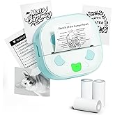 NDYIN Sticker Printer, PrintPods Mini Printer, Bluetooth Portabel Sticker Maker with 3 Rolls Paper, Print Pod Inkless Thermal Printer for iPhone, Impresora Portátil for Notes, Journal, DIY, Kids Gift