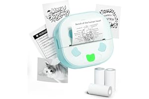 NDYIN Sticker Printer, PrintPods Mini Printer, Bluetooth Portable Sticker Maker with 3 Rolls Paper, Print Pod Inkless Thermal Printers for iphone, Impresora Portátil for Notes, Journal, DIY, Kids Gift