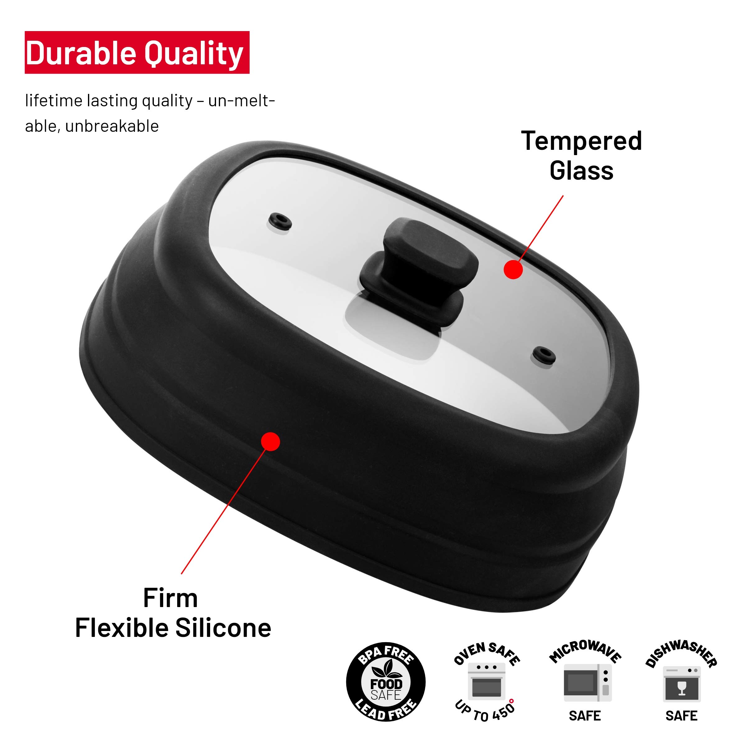 Bezrat Vented, Silicone and Glass, Collapsible Microwave Plate Cover