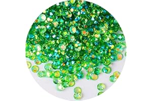LAVIYO 2250 Pcs SS16 4mm AB Flatback Rhinestones for Nails Art Crafts Transparent Glitter Round Gems Crystals DIY Clothes Shoes(Clear Green AB)