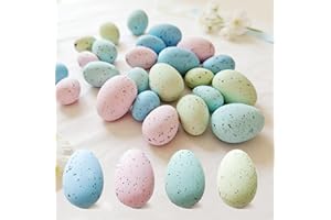 Cherica 24Pcs Easter Speckled Eggs - Assorted Sizes Faux Pastel Chicken Eggs for Vase & Bowl Filler, DIY Easter Spring Home P