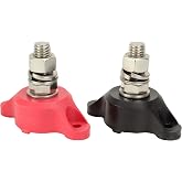 Fastronix 1/2" Heavy Duty Stainless Steel Single Stud Power and Ground Junction Block with Red and Black