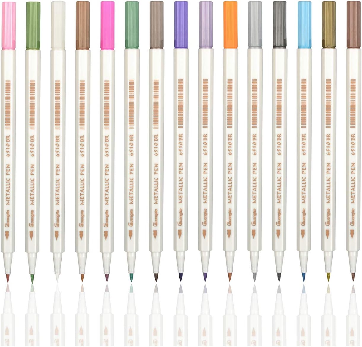 Metallic Marker Paint Pens, 15Colors Calligraphy Brush Pens for Brush Lettering, Easter Egg, Scrapbook DIY Photo Album, Art Rock Painting, Brush Tip