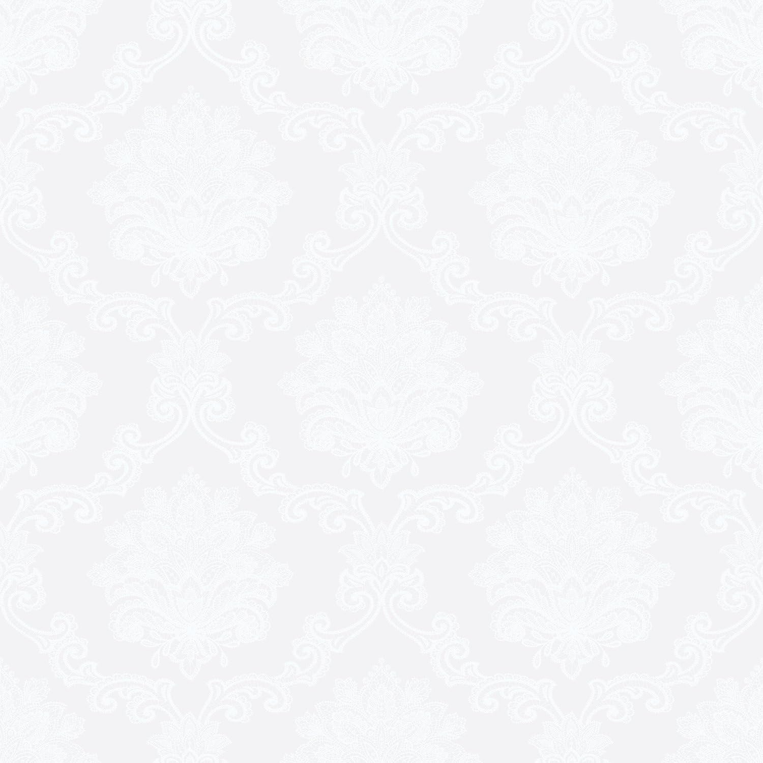 Galerie G56276 Nordic Elements Floral Damask Wallpaper, White, 10m x 53cm, 53 x 1000 cm