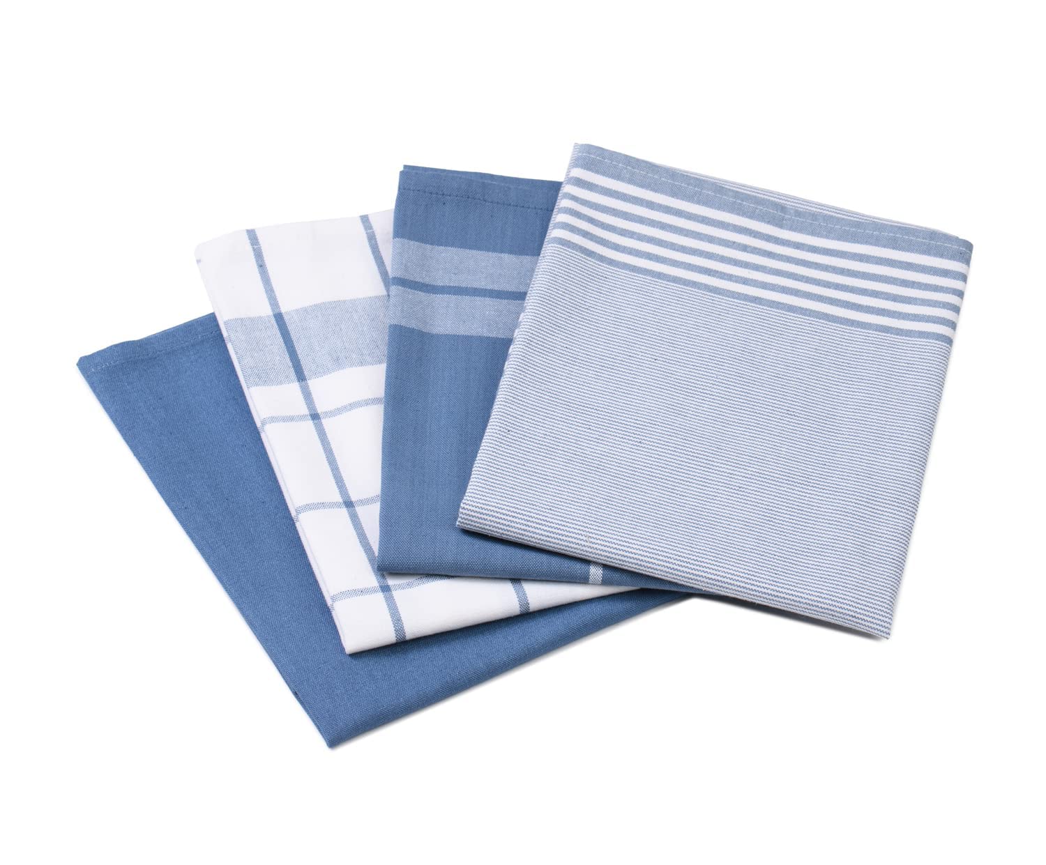 Gözze - Set of 4 Tea Towels, 100% Jacquard Cotton, High Weight Material (200 g/m²), 50 x 70 cm - Blue