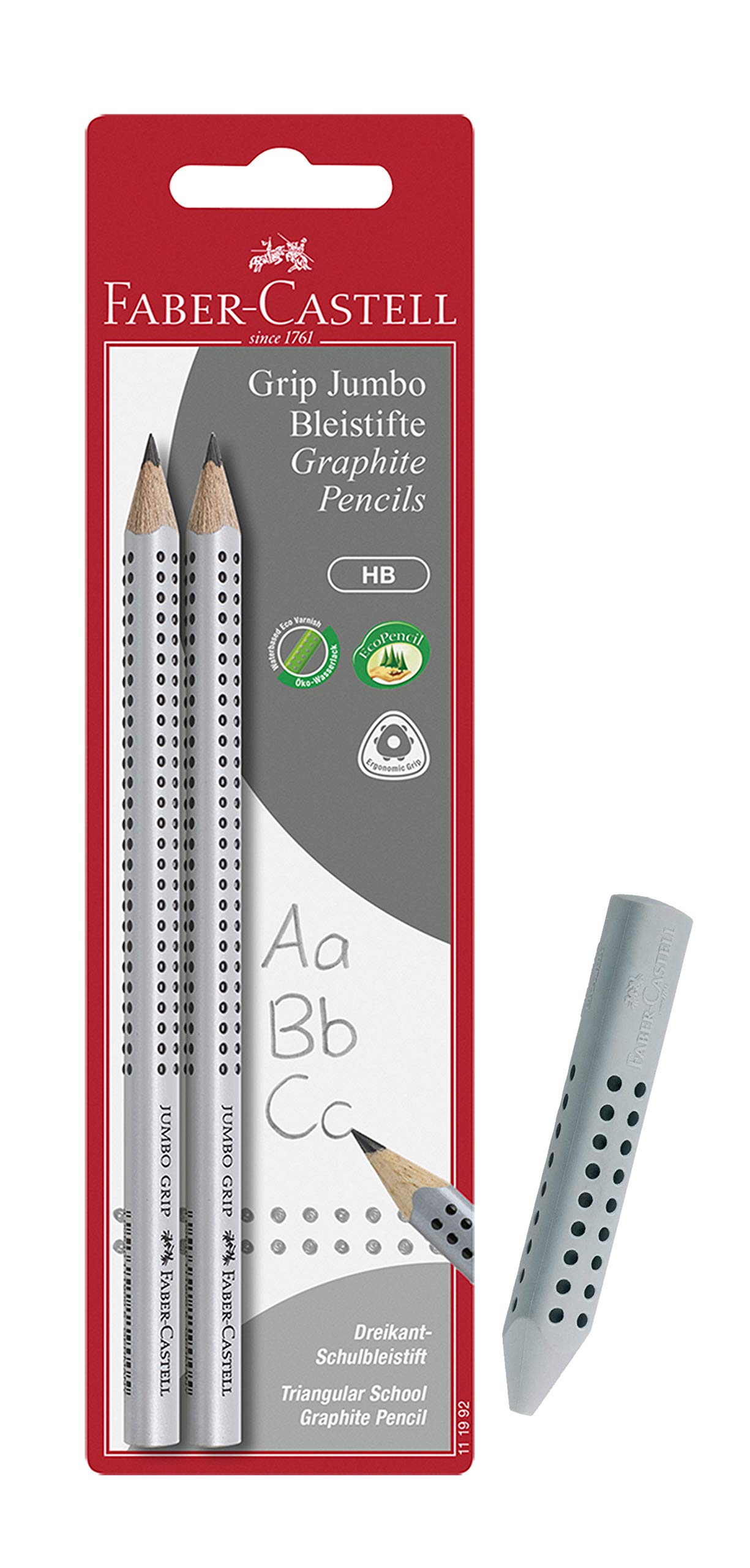Faber-Castell 111992 Jumbo Grip HB Pencil (2 Pencils Jumbo + Eraser)