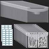 Pllieay 35pc Clear Stamp and Die Envelopes, Scrapbooking Storage Die Cuts for Card Making, Stencil Storage (7.5 x 5.5 Inch)