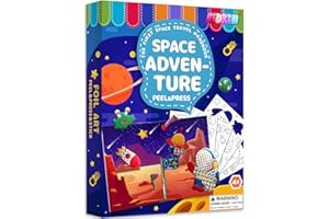 FIDRTH Foil Fun Art & Craft Activity - Space, No Mess Paper Art and Craft Kits for Kids, DIY Foil Sticker Art Supplies, Travel Toys Birthday Gifts for Kids Ages 4, 5, 6, 7, 8, 9