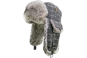 ALKAIDSTAR Fur Winter Trapper Hat,100% Rabbit Fur Aviator Ski Trapper Trooper Pilot Hat,Snow Eskimo Hat with Ear Flaps for Men & Women