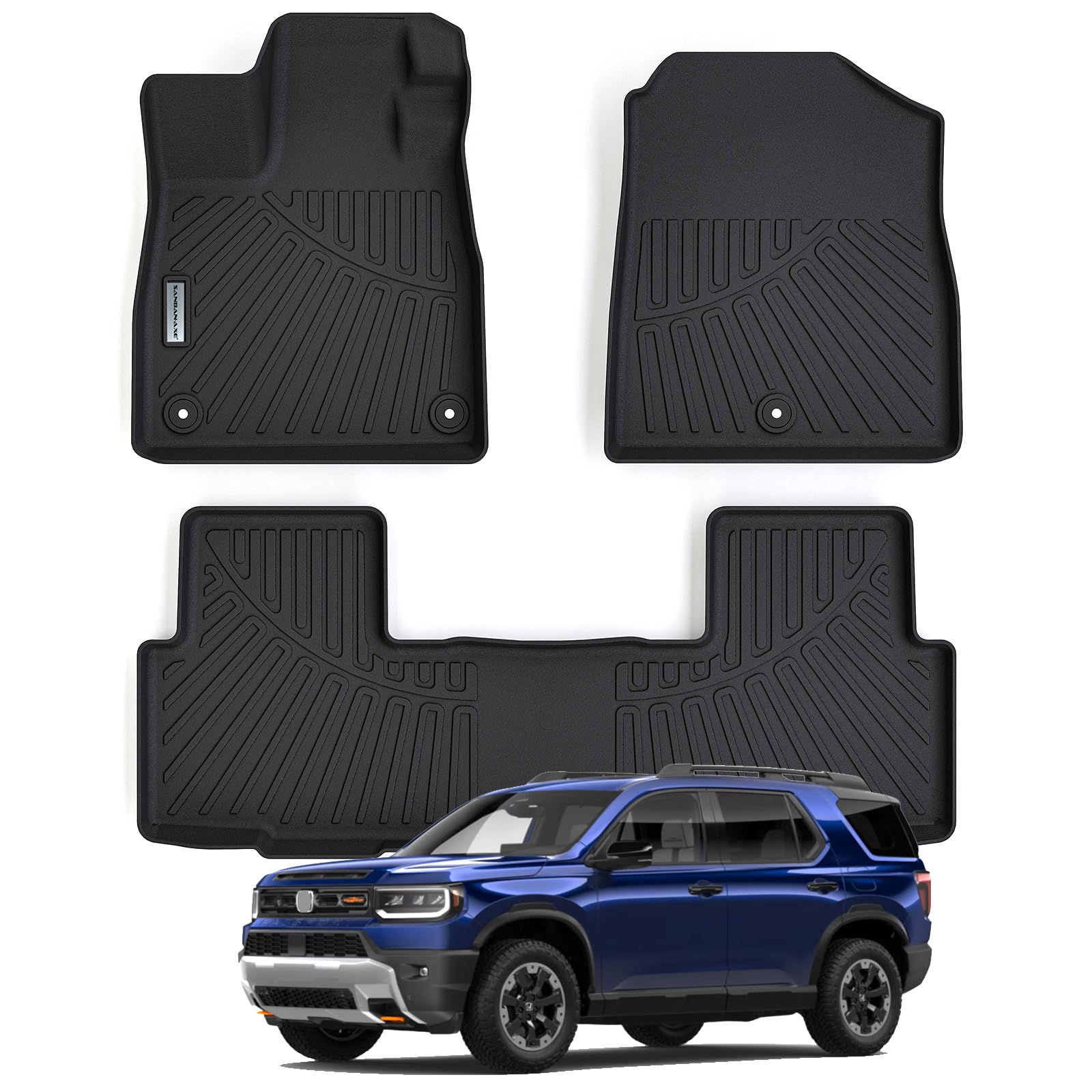 SANBAN-AXE Floor Liners Floor mats for 2026 Passport TPE All Weather Protection 1st & 2nd Row Car Floor Mats Accessories-Black Image