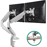 EleTab Dual Arm Monitor Stand - Height Adjustable Desk Monitor Mount Fits for 2 Computer Screens 17 to 32 inches - Each Arm Holds up to 17.6 lbs