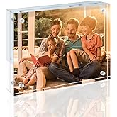 Egofine 5x7 Acrylic Frame, 20mm Thicker Frameless Clear Picture Frame, Double Sided Magnetic Picture Frame, Free Standing Desktop Display