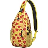 Pizza Printed Sling Bag for Women Men Small Crossbody Sling Backpack Travel Hiking Daypack Pizza Chest Shoulder Bag