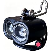 E-Bike LED Headlight with 2 Pin Male/Female Connector, Night Riding LED Front Light for 24V-36-48V Mountain/Folding Electric Bike, IPX4 Waterproof, Black