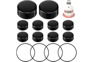 Gulfmew Poultry Fountain Renewal Waterer Parts, 10 Replacement Caps & 4 O Rings, Compatible with Miller PPF3/PPF5/PPF7, Parts Kit for 3/5/7 Gallon Poultry Founts(Black)