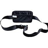 COMFIPOUCH Crossbody Travel Pouch - Nylon Belt Bag with Adjustable Strap and Spandex Back Pocket - Anti-Theft Fanny Pack for Women/Men - Small Travel Bag for Workout, Traveling, Hiking, more - Black