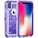 MAXCURY iPhone Xs Max Case, Cute Sparkle 3D Glitter Floating Liquid Quicksand Heavy Duty Shockproof Full Body Protective Case