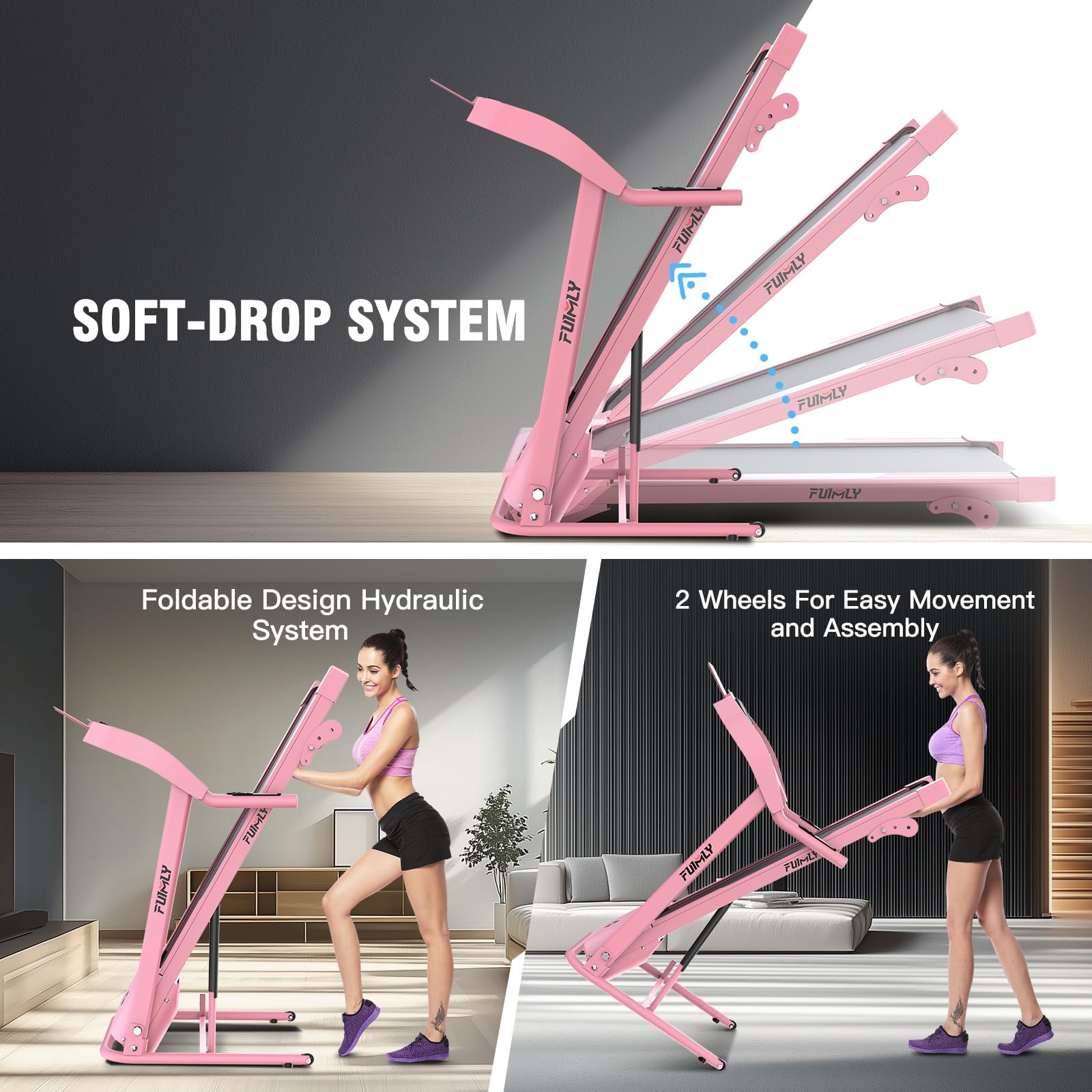 Treadmill with Incline, FUNMILY 3.5HP Heavy Duty Folding Treadmill for Home, 350 lb Capacity Walking Running Machine with Smart Fitness Tracking, 12 Preset Programs, LCD Display, 2 Control Methods