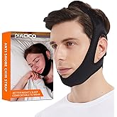 Piacico Chin Strap for Cpap Users - Adjustable Snore Stopping Device Face Mask Bandage Keeping Mouth Closed - Anti Snoring Sleep Aid Solution - Skin-Friendly Better Sleep (Black)