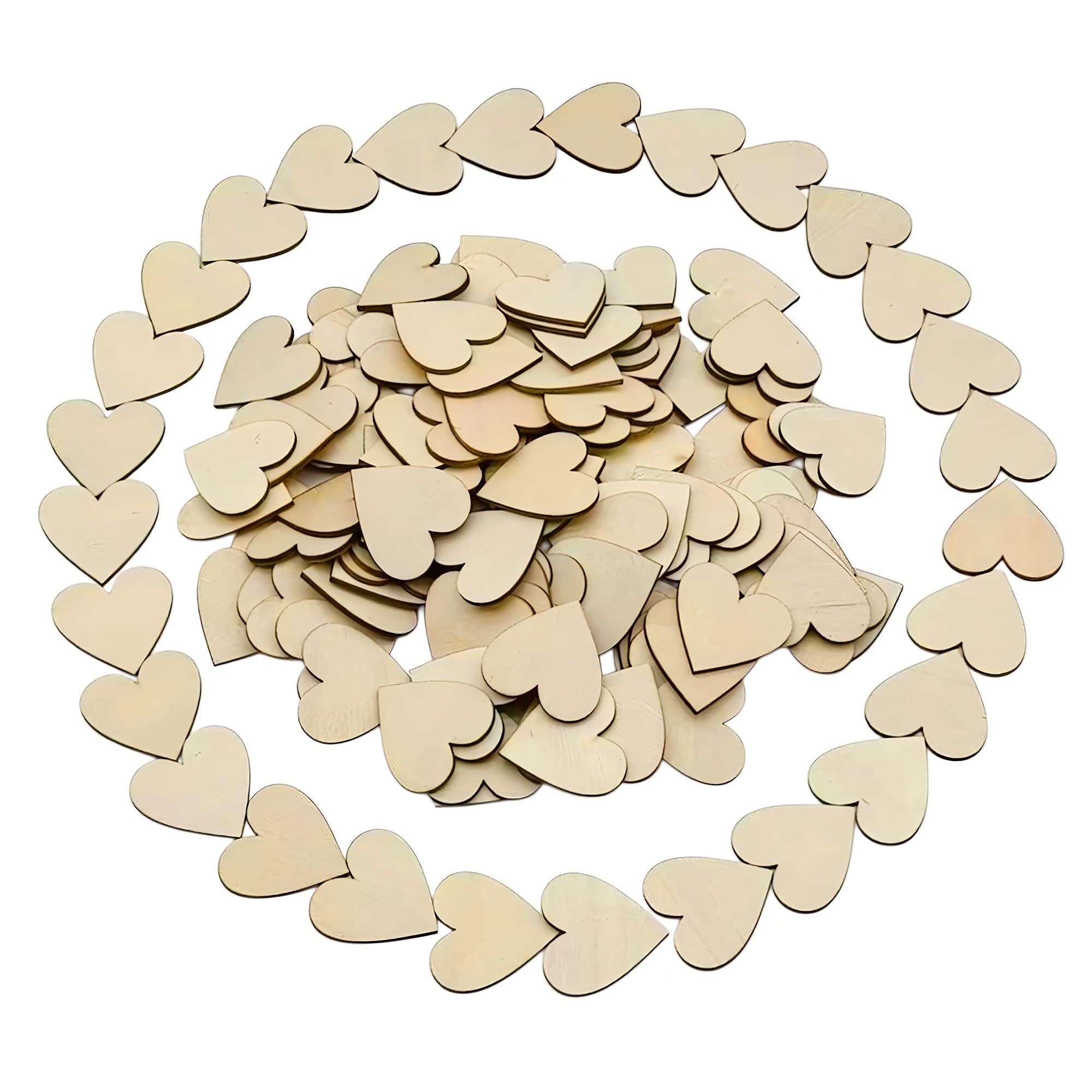 Photo 1 of 150Pcs Unfinished Wooden Heart for Crafts, 1.5" Small Wood Hearts Cutout Slices, Blank Wooden Hearts Shapes Wood Slices Tags for Valentine's Day, Birthday Party, Wedding, Thanksgiving, Christmas