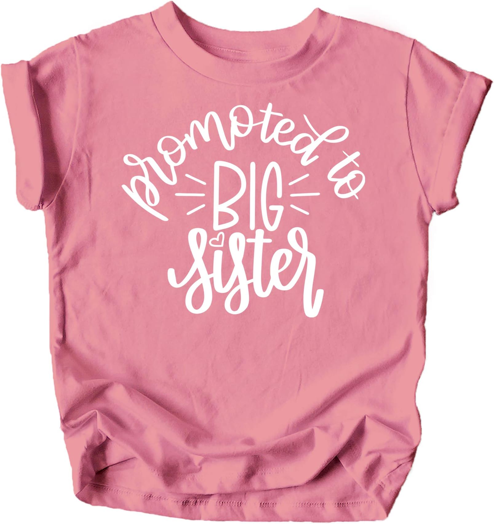 Olive Loves Apple Promoted to Big Sister Colorful Announcement T-Shirt for Baby and Toddler Girls Sibling Outfits