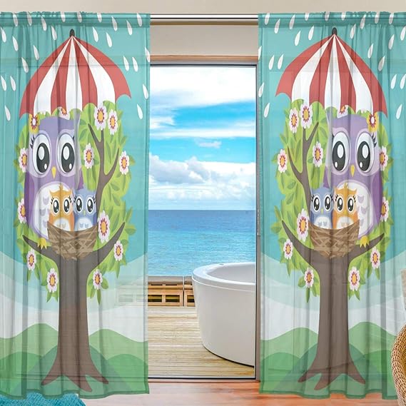 Emoya - Cortinas de gasa semitransparente para ventana de ventana con