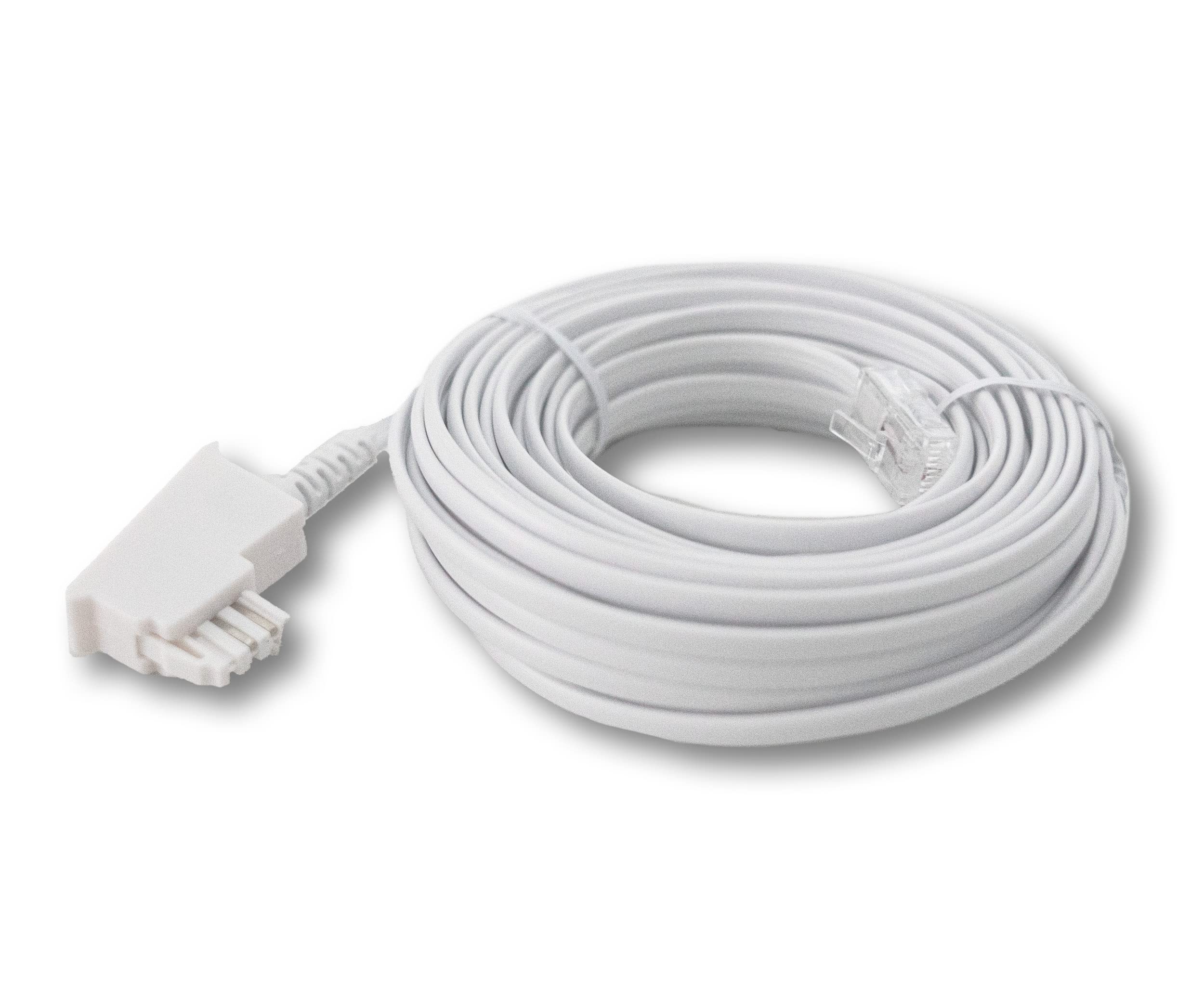 G-TELWARE® Router Cable TAE-F to RJ45 (8P2C) Connection Cable Compatible with DSL ADSL VDSL Fritzbox Internet Router to Telephone Socket TAE - White (10 m, Snow White)