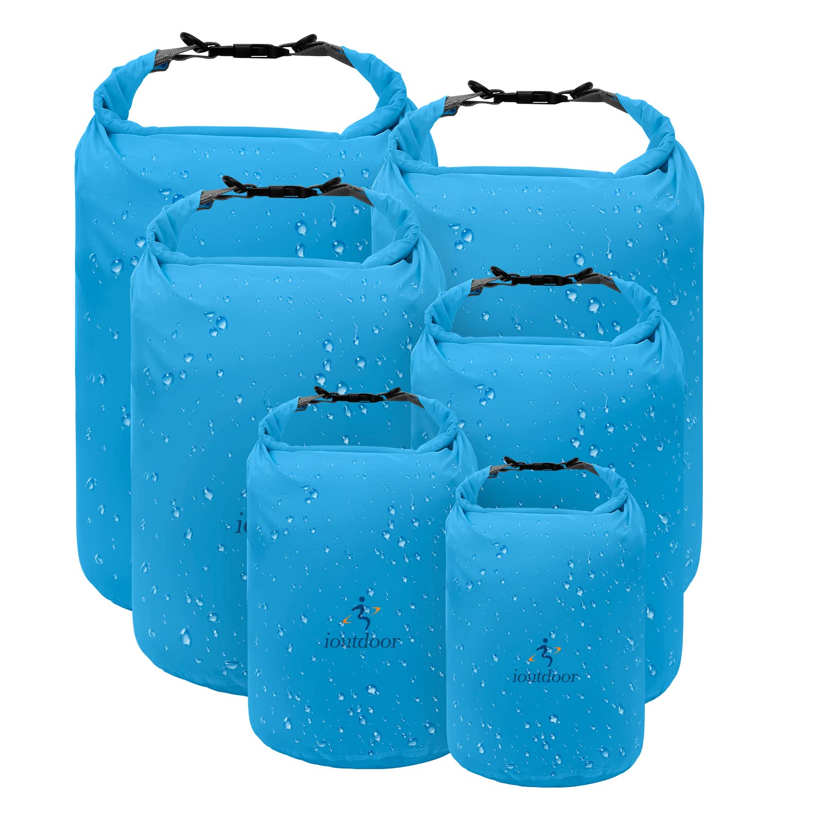 ioutdoor Dry Bag Set 2L + 5L + 10L + 20L+ 40L+ 70L Waterproof Small Lightweight Dry Bags for Paddle Board Kayaking Swimming Fishing Camping Hiking Home Storage(Blue)