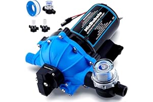 MIXBUBOLE [Upgraded Version] RV Water Pump 7GPM 70PSI, 12V Water Pump, Five Chamber Self-Priming Diaphragm Fresh Water Pump with Heavy Duty Pressure Switch and Strainer for RV, Marine, Yacht, Caravan, Camper