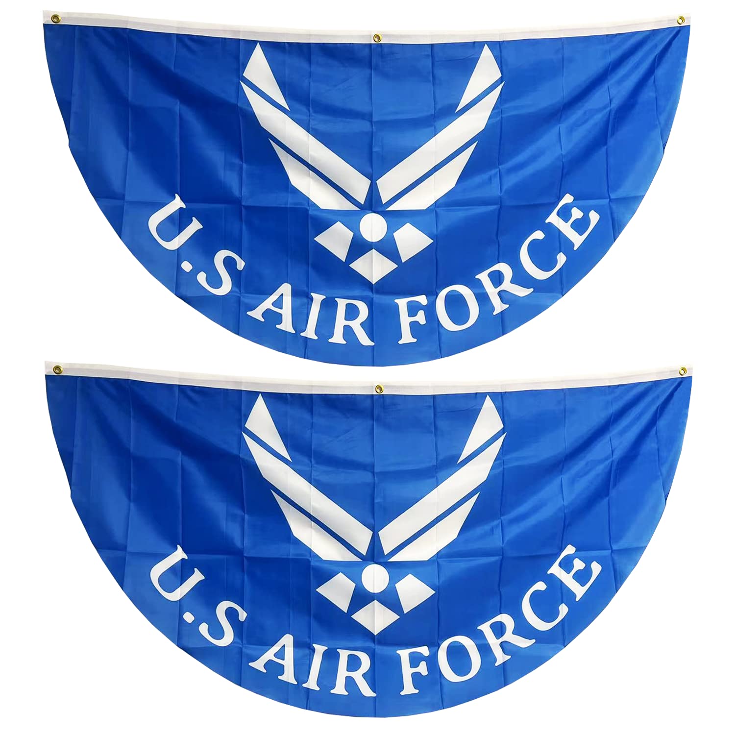 Photo 1 of 2Pcs US Air Force Fan Flag Bunting 3 x 6 Ft,US Military Air Force Fan Flag Banner For Memorial Day Independence Day Veterans Day USAF Theme Parades,Celebration and Home Party Decor