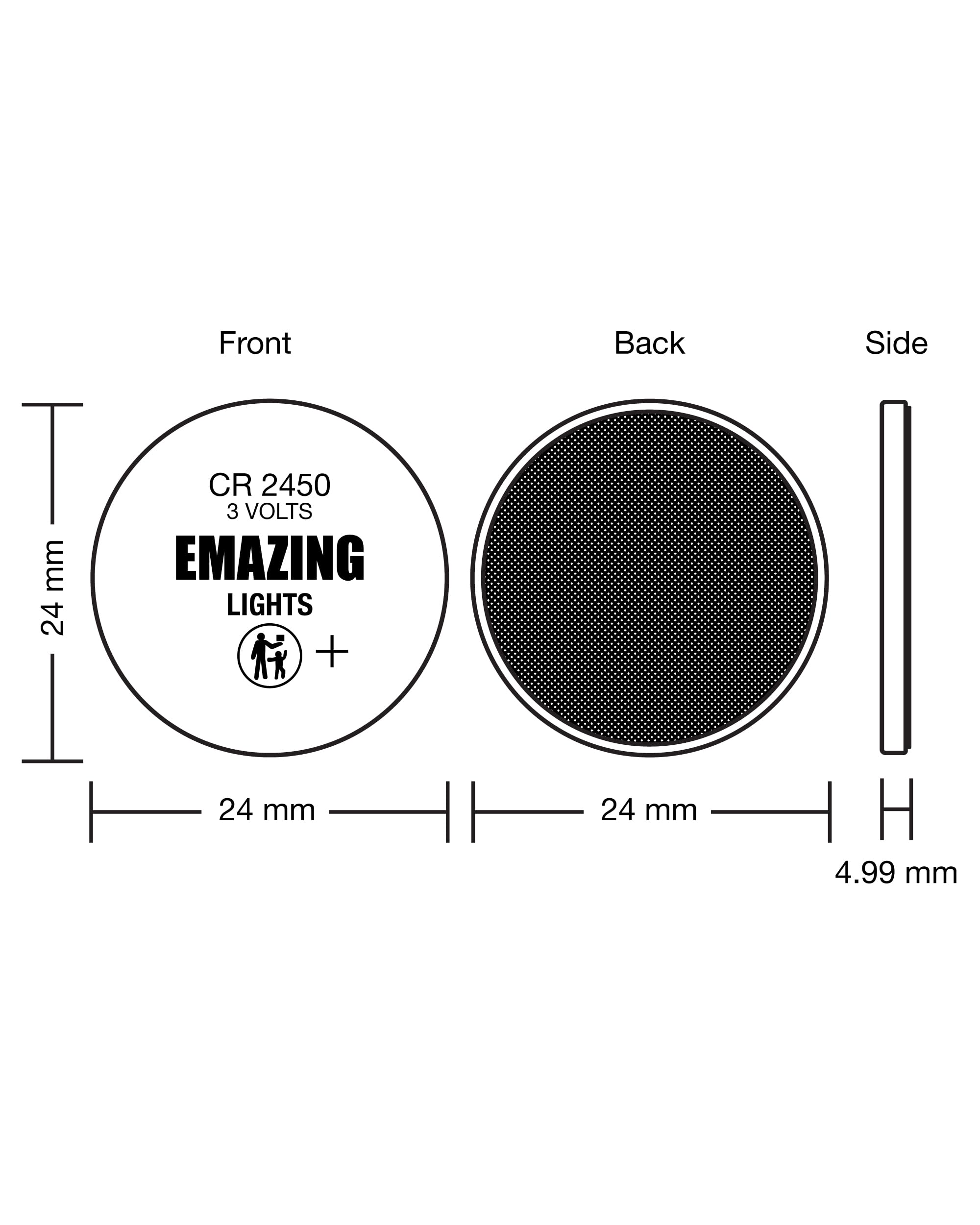 EmazingLights EmazingLights 20 Pack CR2450 Battery 3V Lithium Coin Cell Batteries Long Lasting Multipack for Keyless Remote FOB, Candles