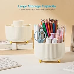 Lolocor Desk Pencil Pen Holder, 5 Slots 360 Degree