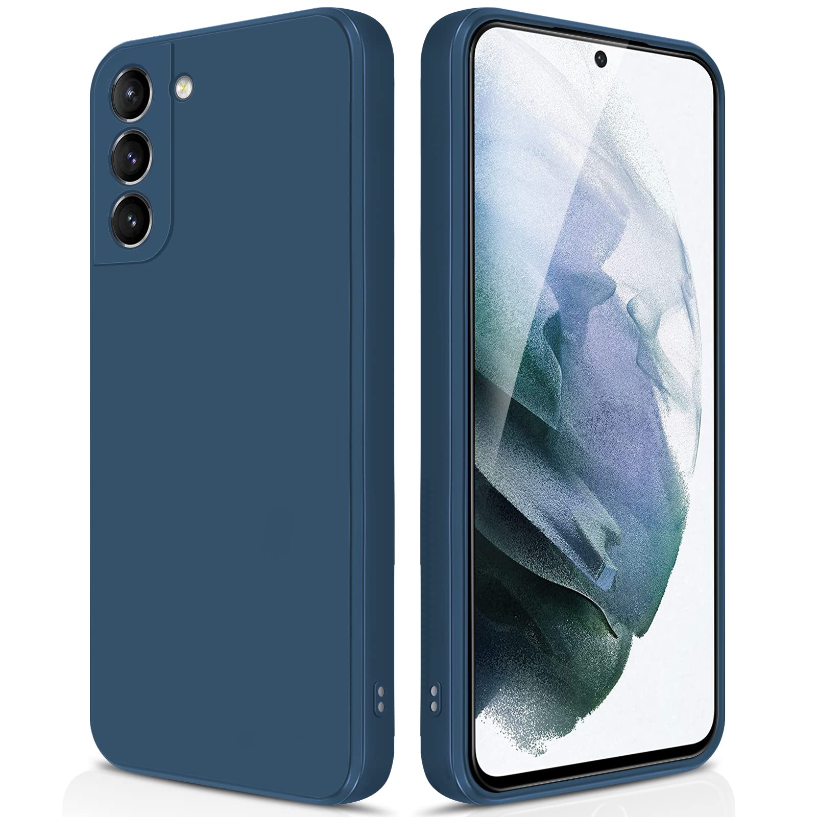 Photo 1 of GiiYoon Silicone Case Compatible with Samsung Galaxy S21 5G, Full Body Silky Soft Touch Phone Case with Camera Protection, Shockproof Cover with Microfiber Lining, Blue