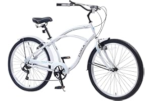 L-TWOO Beach Cruiser Bike 26inch Wheel Bike 7 Speed Driven System V-Brake Comfortable Commuter Bike for Women Men Senior