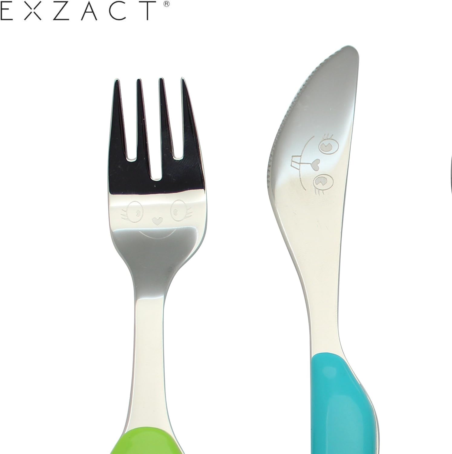 Exzact Childrens Cutlery 4pcs Stainless Steel/Kids Cutlery, 1 x Fork, 1 x Knife, 1 x Dinner Spoon, 1 x Dessert Spoon - Image 5