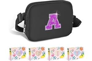 COSHAYSOO Black Fanny Pack for Girls Purse Crossbody Belt Bag with Initials, Personalized 6 7 8 9 10 11 12 Year Old Teen Girl Birthday Gift Ideas Christmas Gifts Preteen Tween Trendy Stuff Letter A