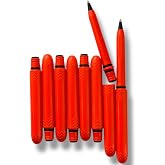 Pokka Pen - the USA Made Pocket Pen – 8 Pack – compact, affordable, lightweight, EDC black ink ballpoint pen – waterproof and floats – carries small, writes big (Blaze Orange)
