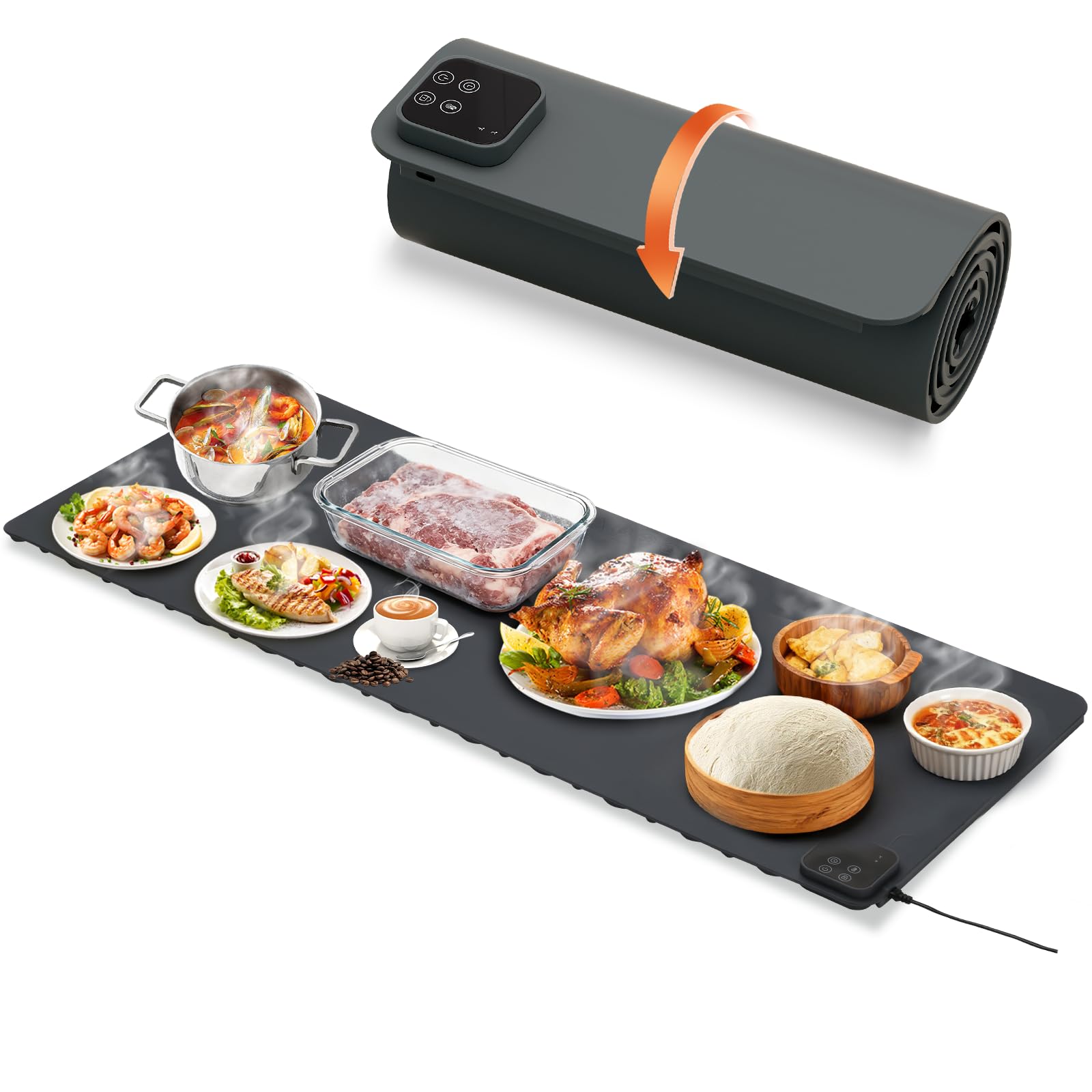 Photo 1 of Mariocsa Warming Mat for Food, (XXXL 47"x15") Electric Food Warming Mat Tray, 450W Rapid Full Heating in 8s, 7 Adjustable Temp Settings & 1-8H Timer, Food Warmer Mat for Home, Buffets, Parties