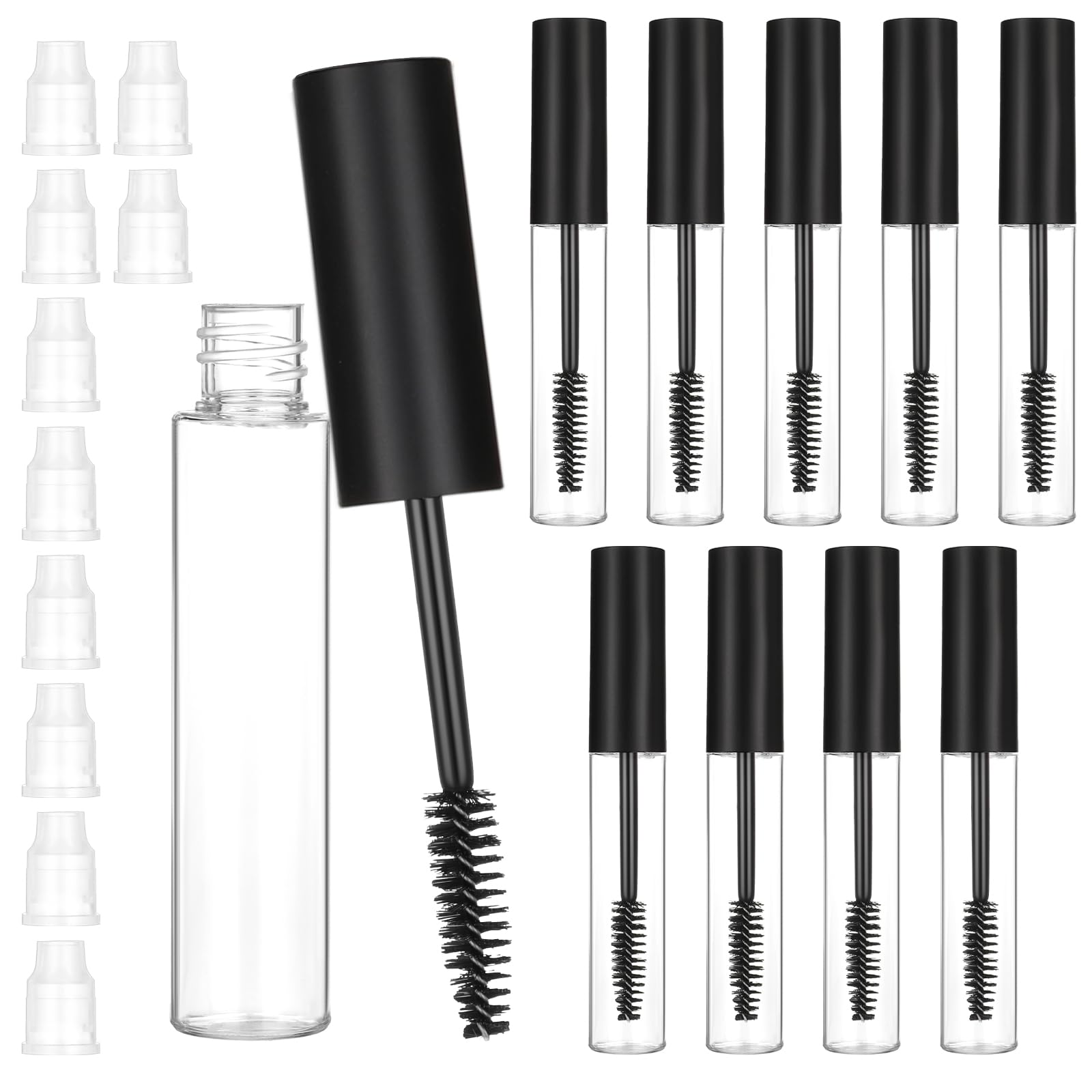 Photo 1 of 10 Pcs 10ml Empty Mascara Tube and Wand for Castor Oil, Eyelashes Wands with Tube Clear Mascara Container Bottles (Black)